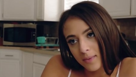 Frisky teen 18+, Gia Derza sucks cock in the kitchen and hopes to get fucked, until she cums